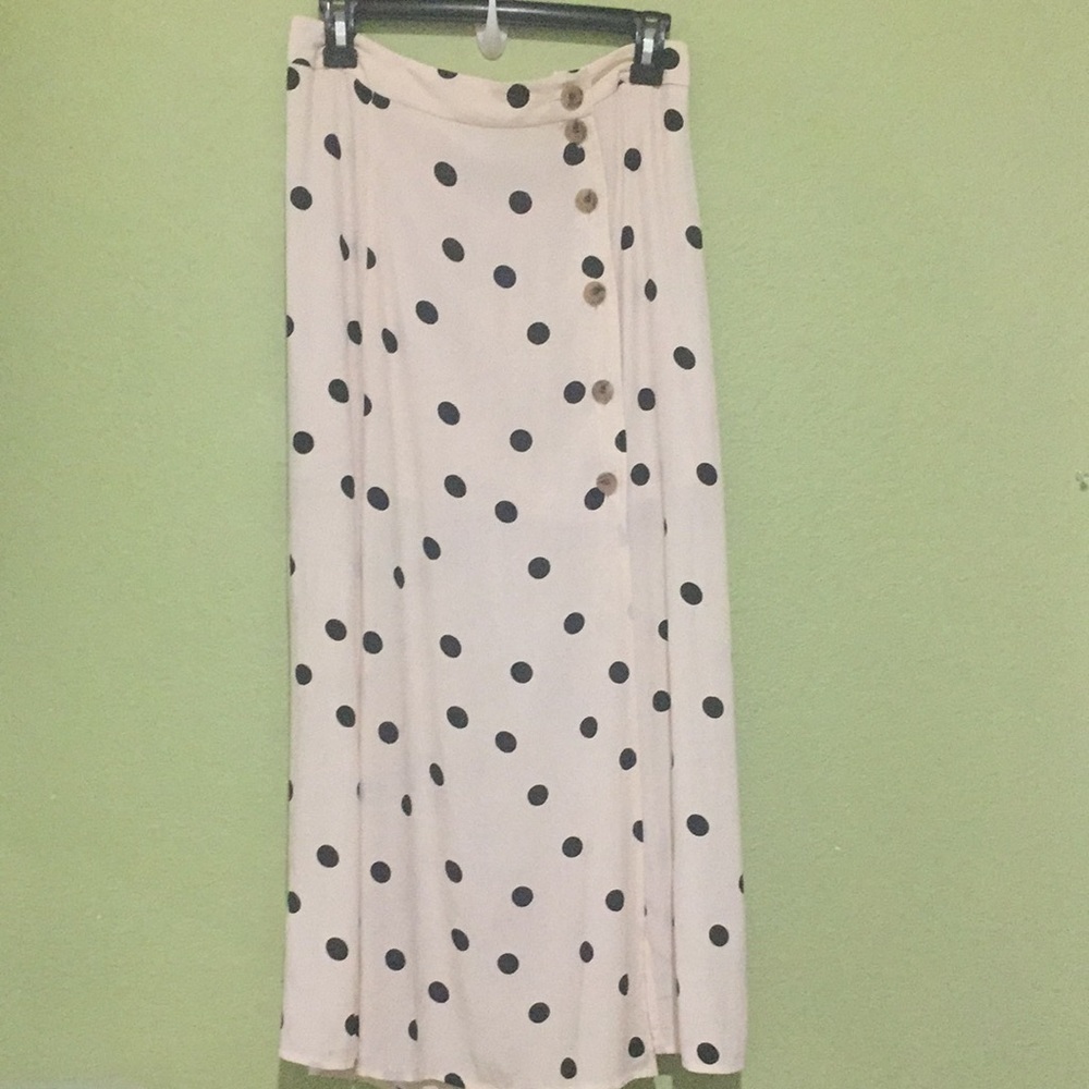 Something Navy Polka Dot Button Down Midi Skirt S - image 4